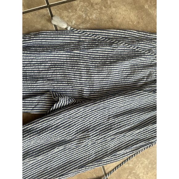 JCrew ruffled seersucker stripe jumpsuit Blue/white XS - Picture 8 of 9